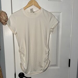 CALIA by Carrie Underwood Cream Short Sleeve Tee with Side Ruching